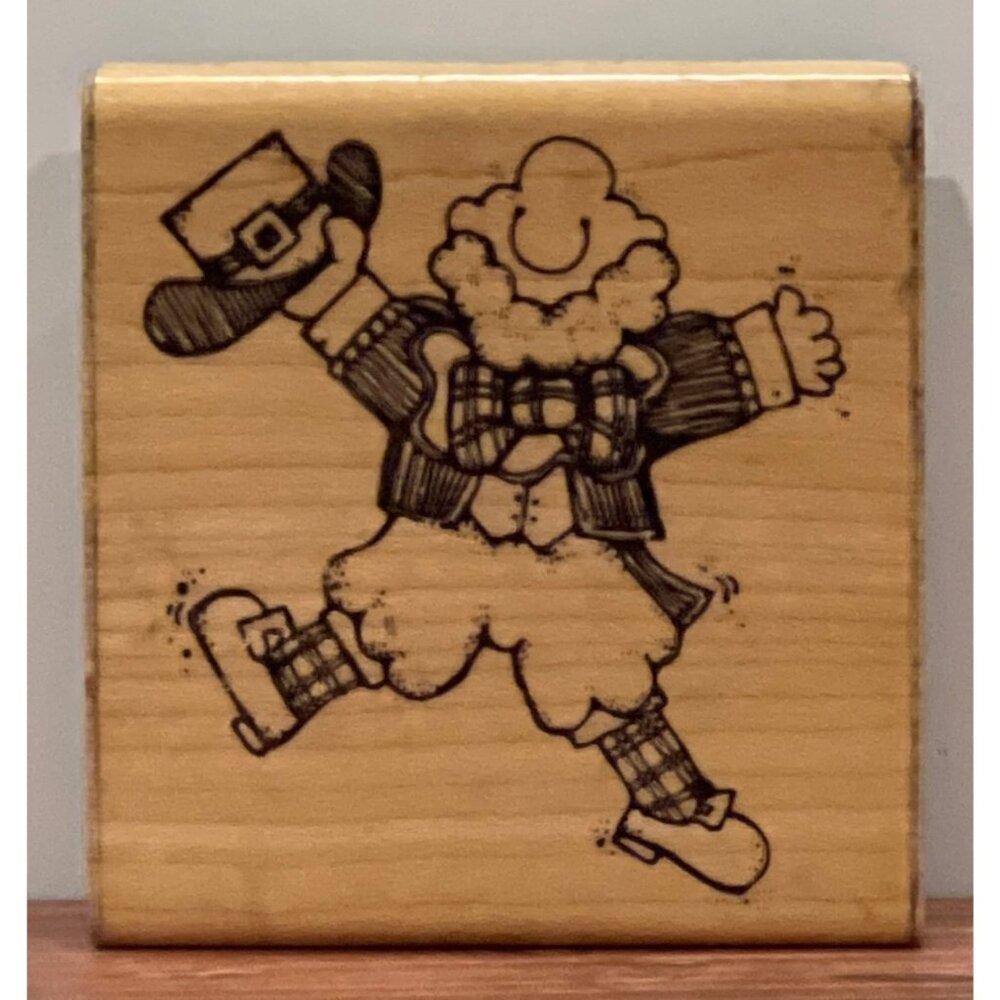 Wood Mounted Rubber Stamp Leprechaun L167 by D.O.T.S. St Patricks day